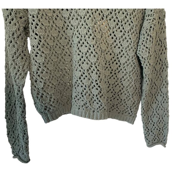 ARTELIER by Nicole Miller Sky Blue Scoop-Neck Open-Knit Long Sleeve Sweater S - Picture 6 of 8